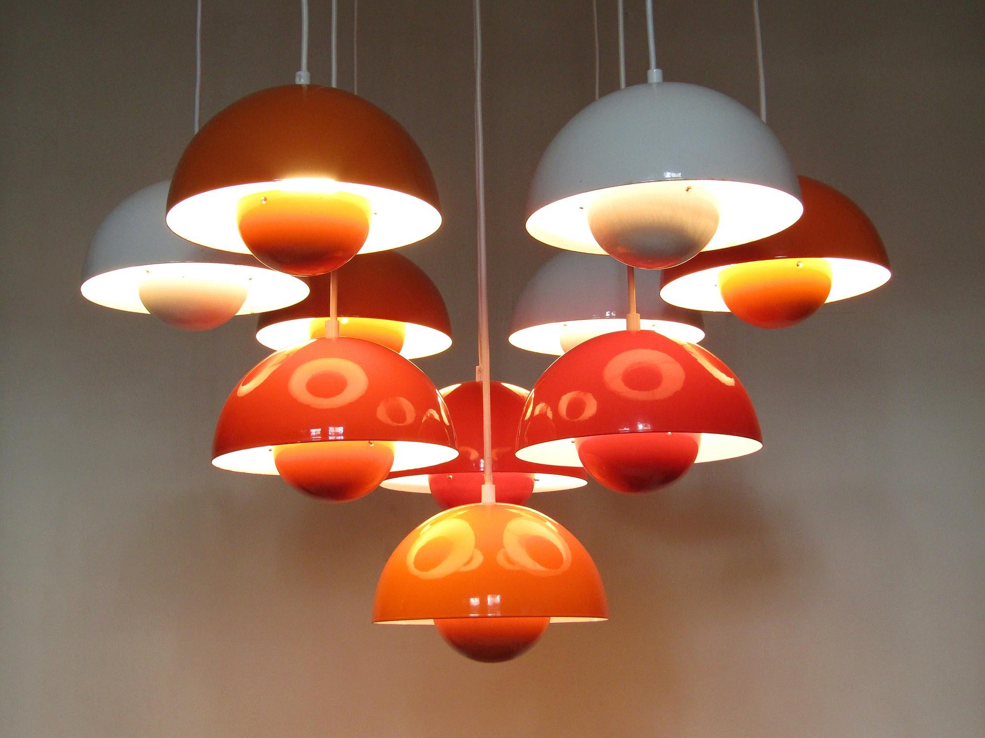 Danish Large 1960s Flowerpot Chandelier by Verner Panton for Louis Poulsen