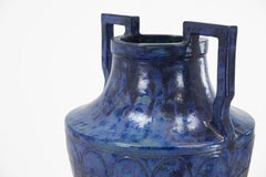 Large 1960s French Blue Glazed Urn