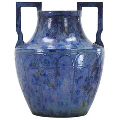 Large 1960s French Blue Glazed Urn