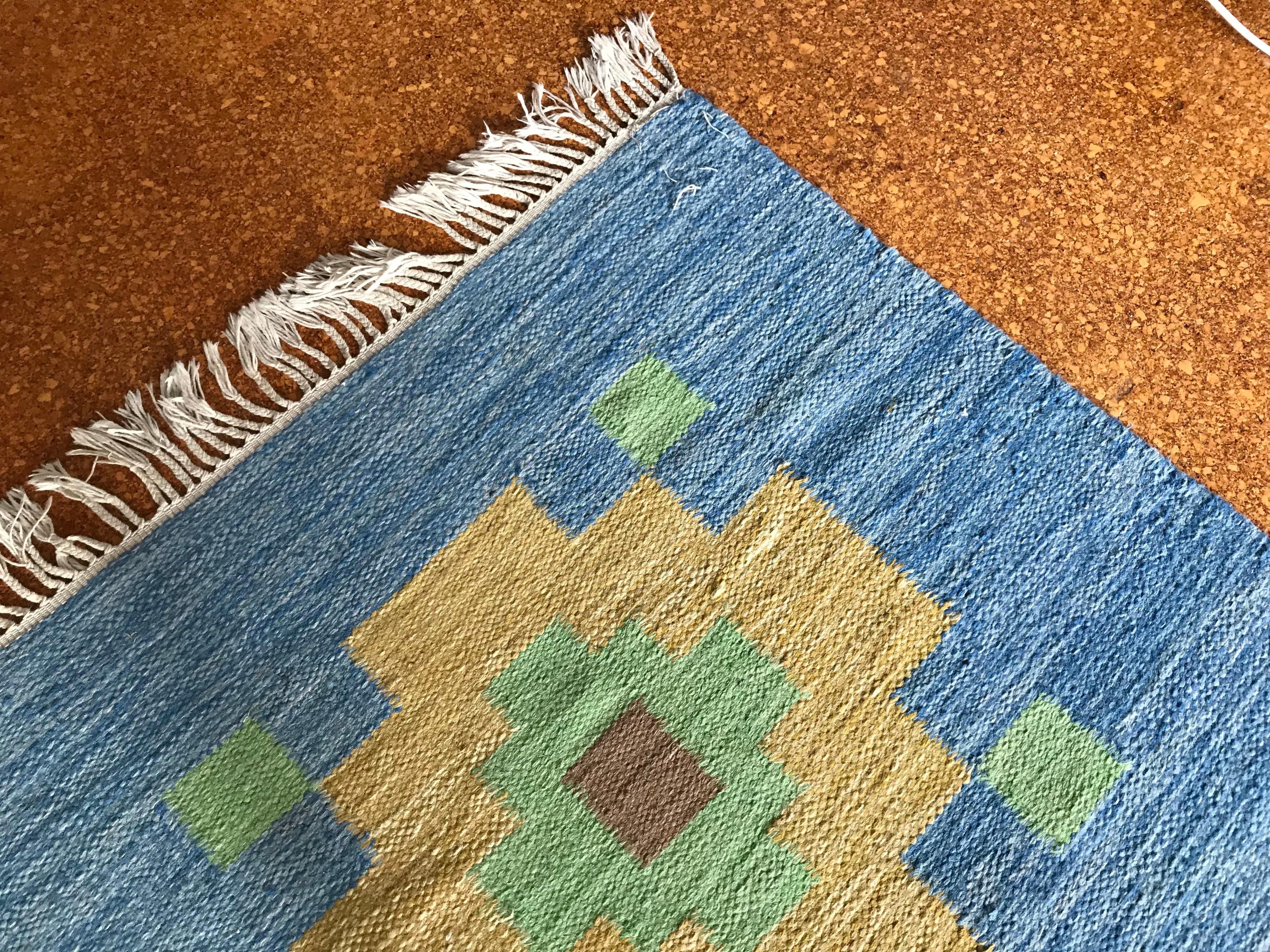 Large 1960s Geometric Indian Wool Handmade Area Rug Navajo Style 2