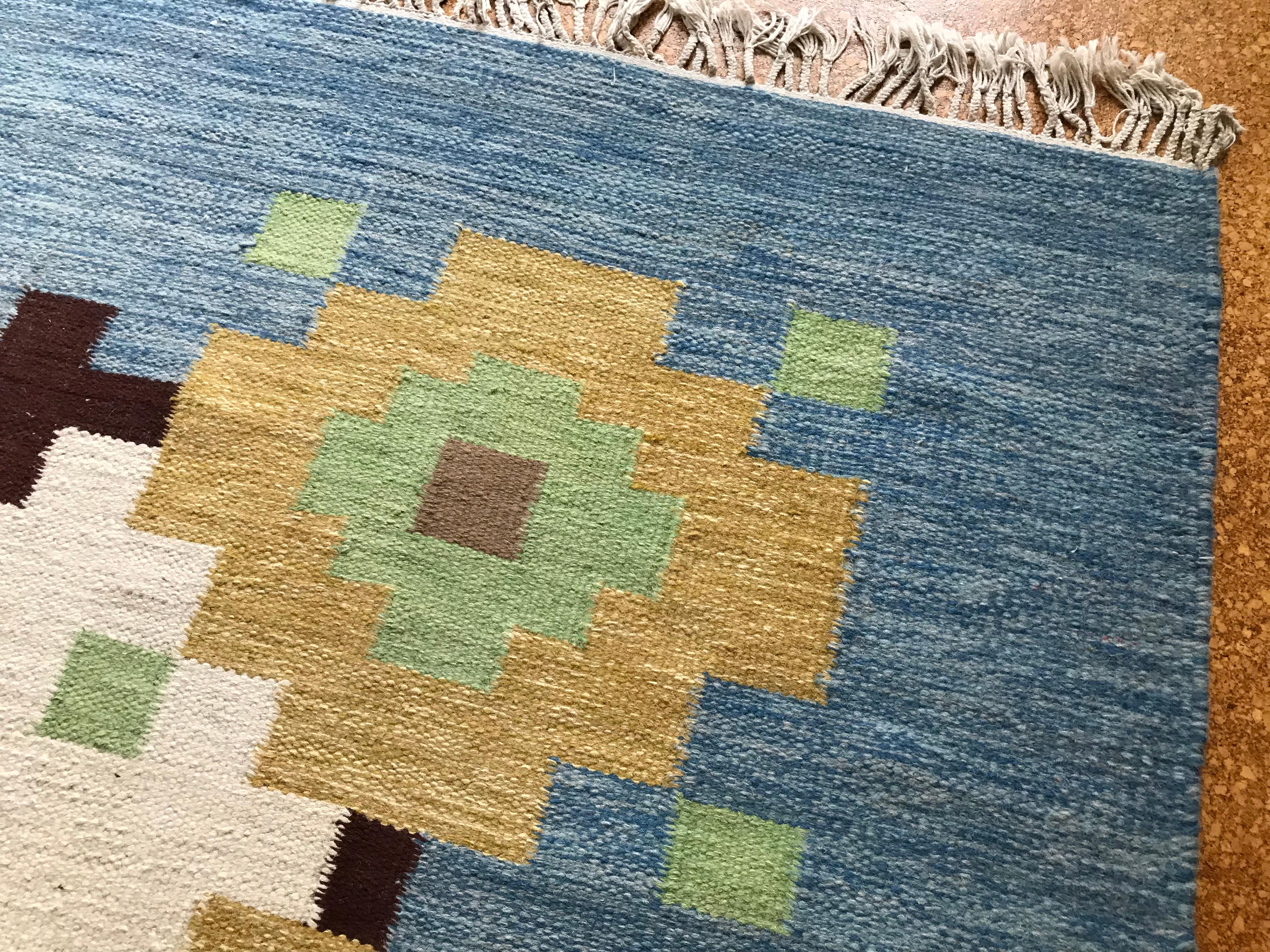 Mid-20th Century Large 1960s Geometric Indian Wool Handmade Area Rug Navajo Style