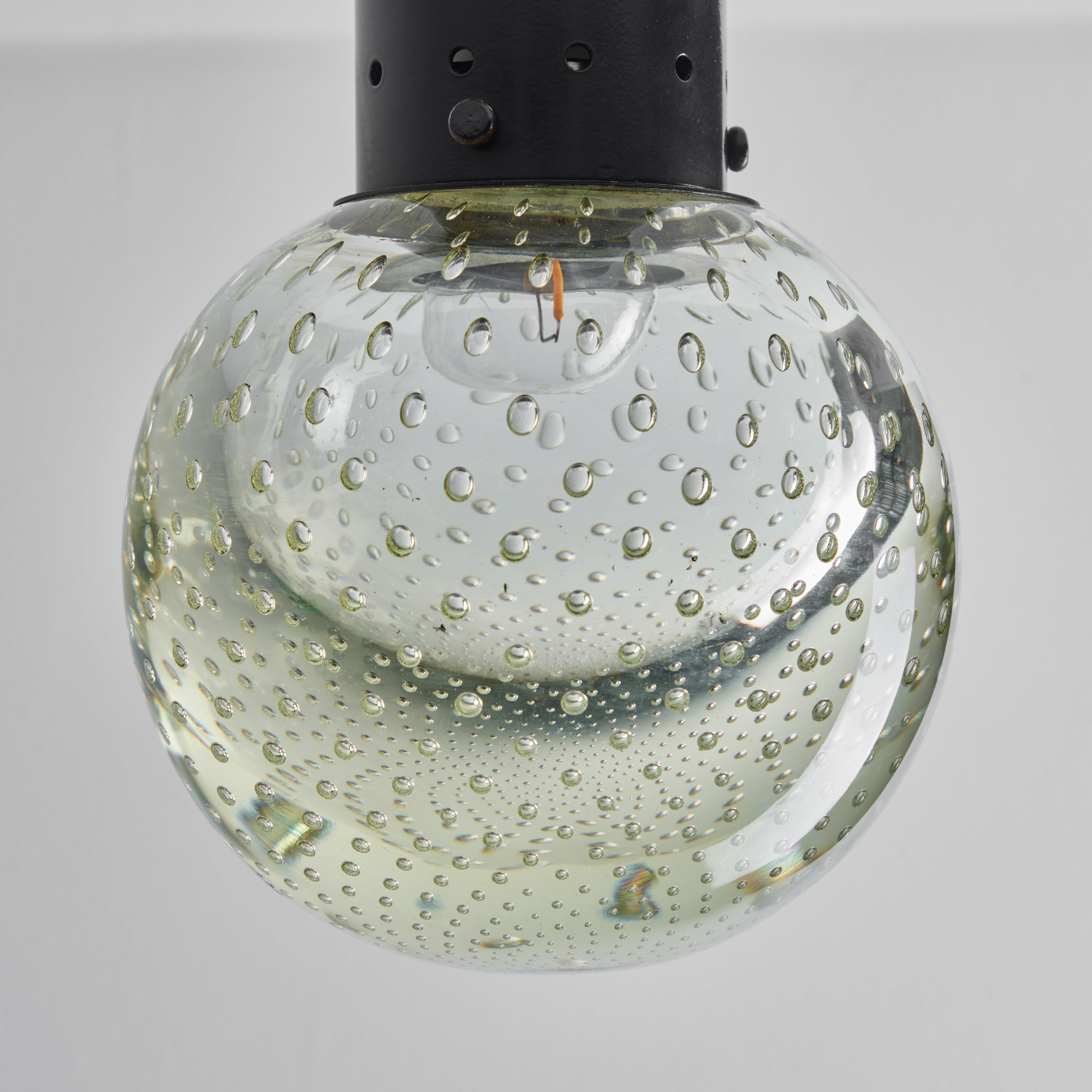 Italian Large 1960s Gino Sarfatti Metal and Seguso Glass Ceiling Lamp for Arteluce