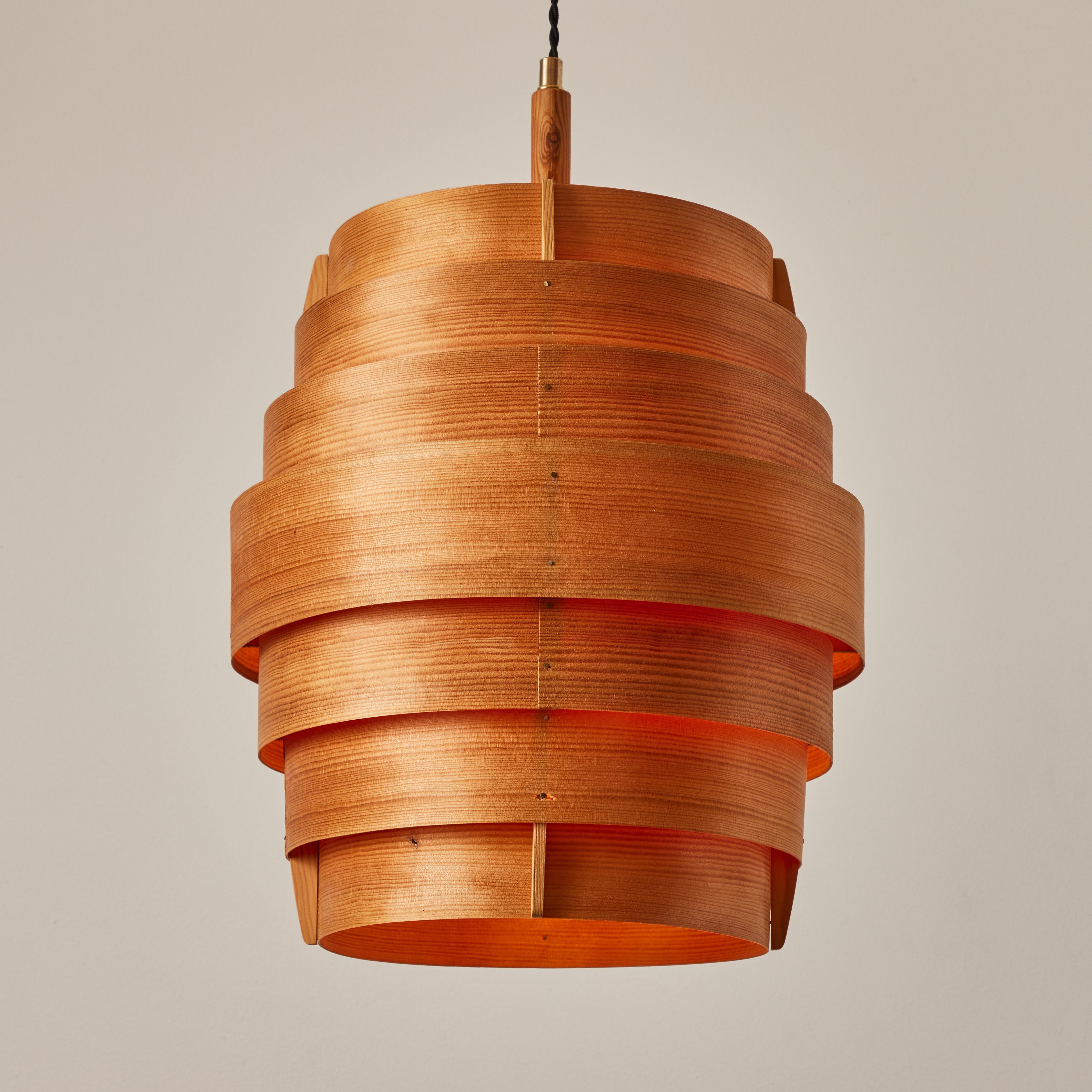 Large 1960s Hans-Agne Jakobsson Geometric Bentwood Pendant for AB Ellysett In Good Condition For Sale In Glendale, CA