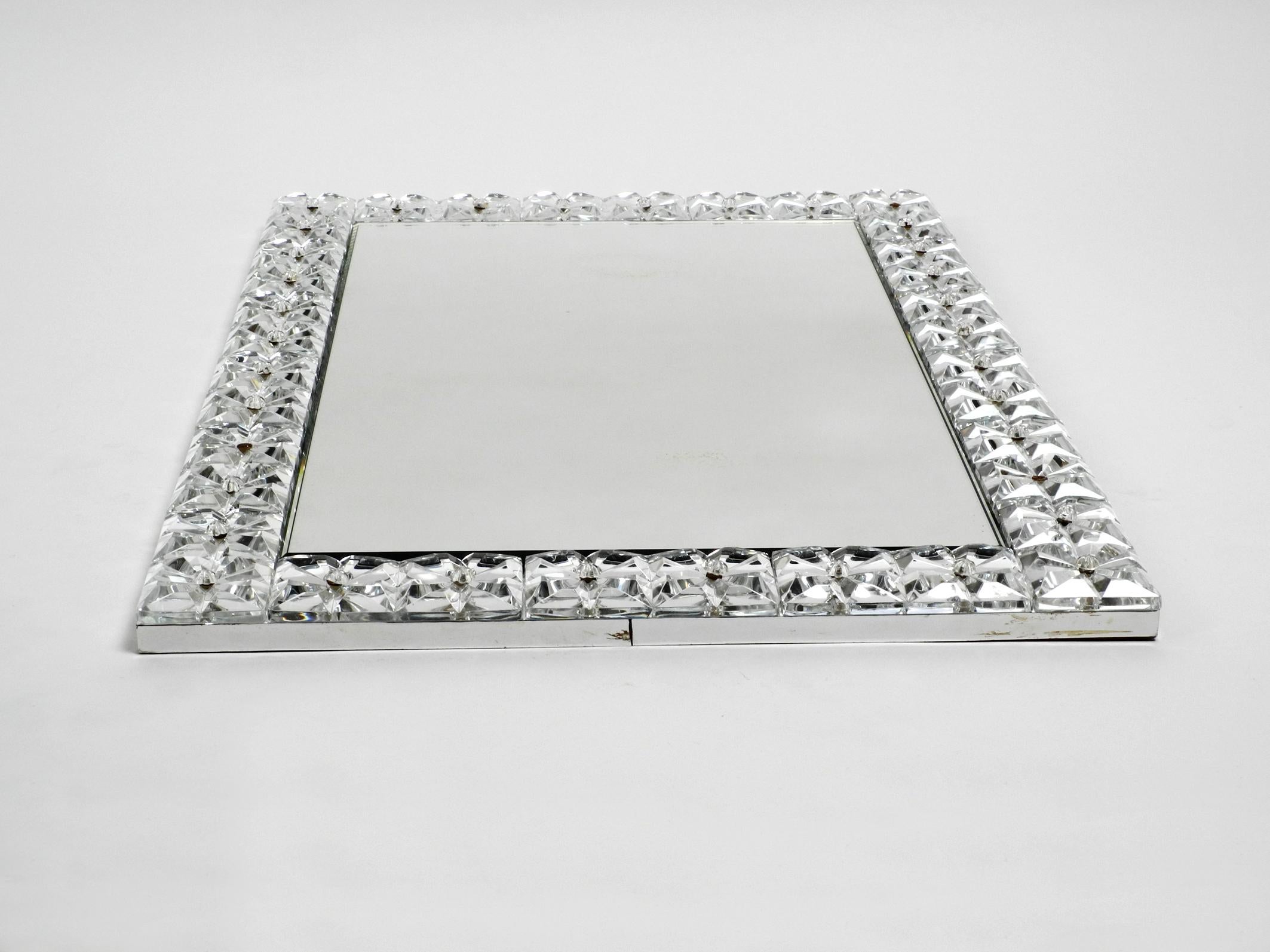 Large 1960s Heavy Crystal Glass Wall Mirror by Kinkeldey at 1stDibs