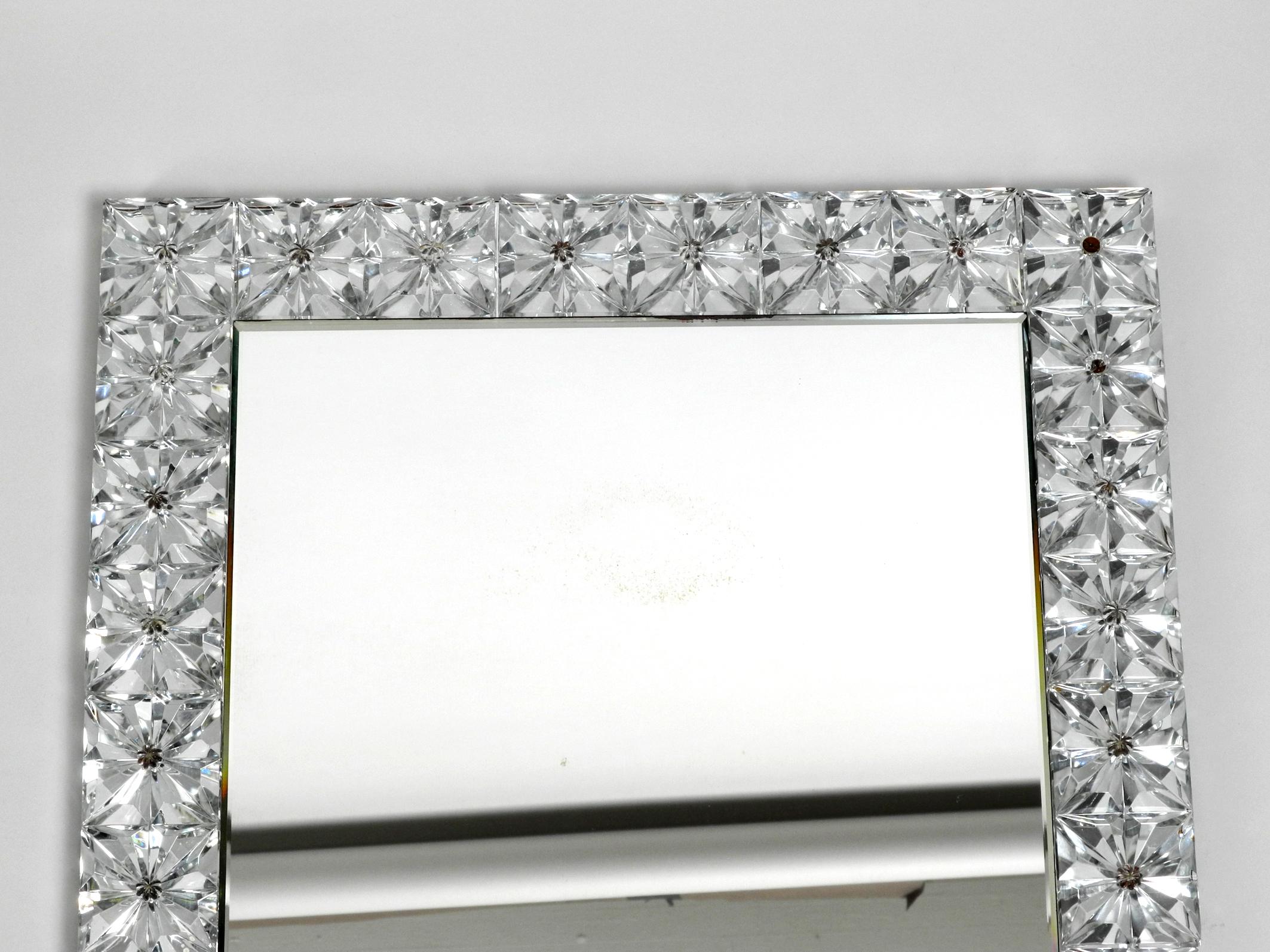 Large 1960s Heavy Crystal Glass Wall Mirror by Kinkeldey at 1stDibs