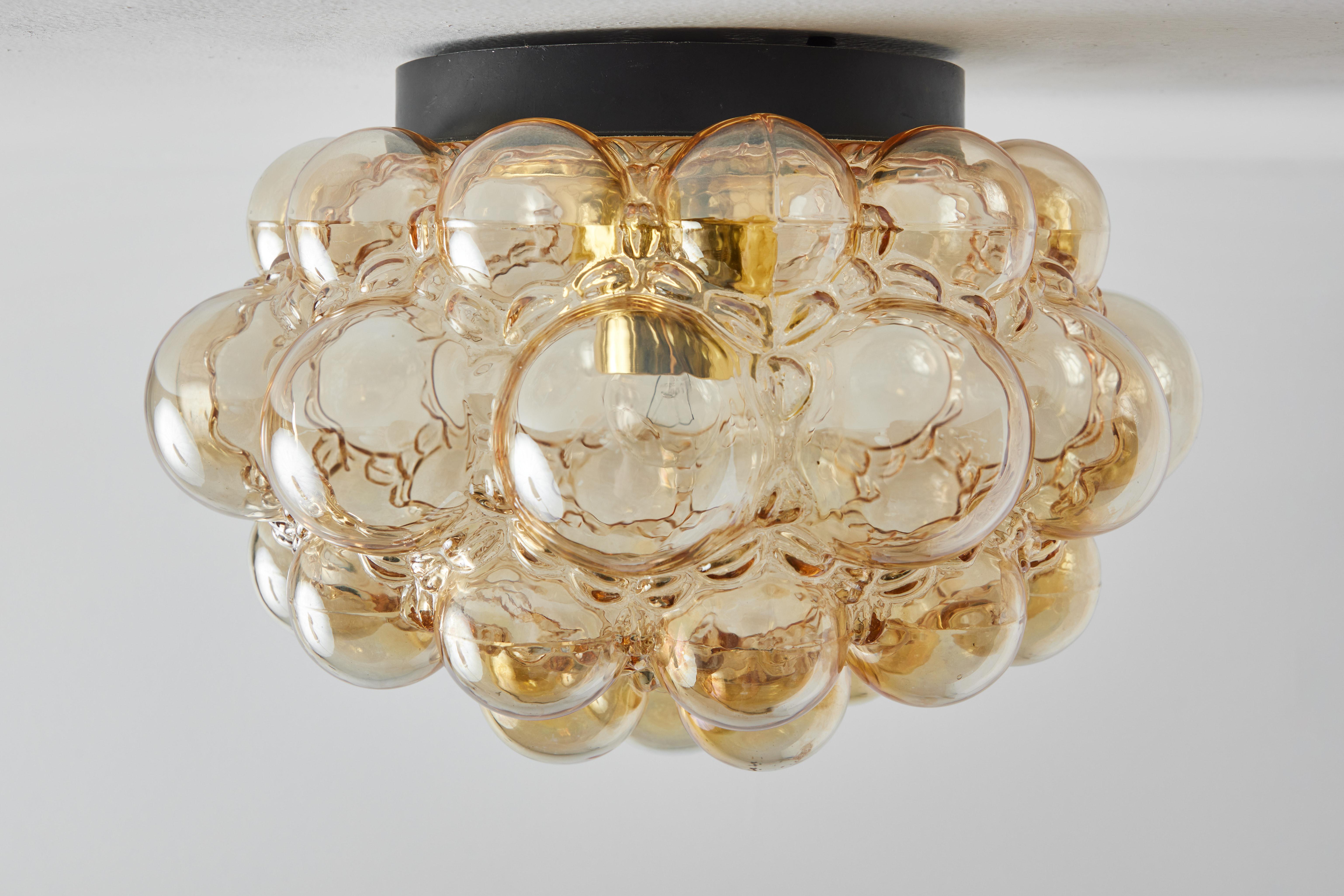 Large 1960s Helena Tynell Model #A204 Amber Bubble Glass Flush Mount for Limburg For Sale 3