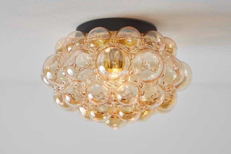 Mid-Century Modern Large 1960s Helena Tynell Amber Bubble Glass Flush Mount for Limburg For Sale