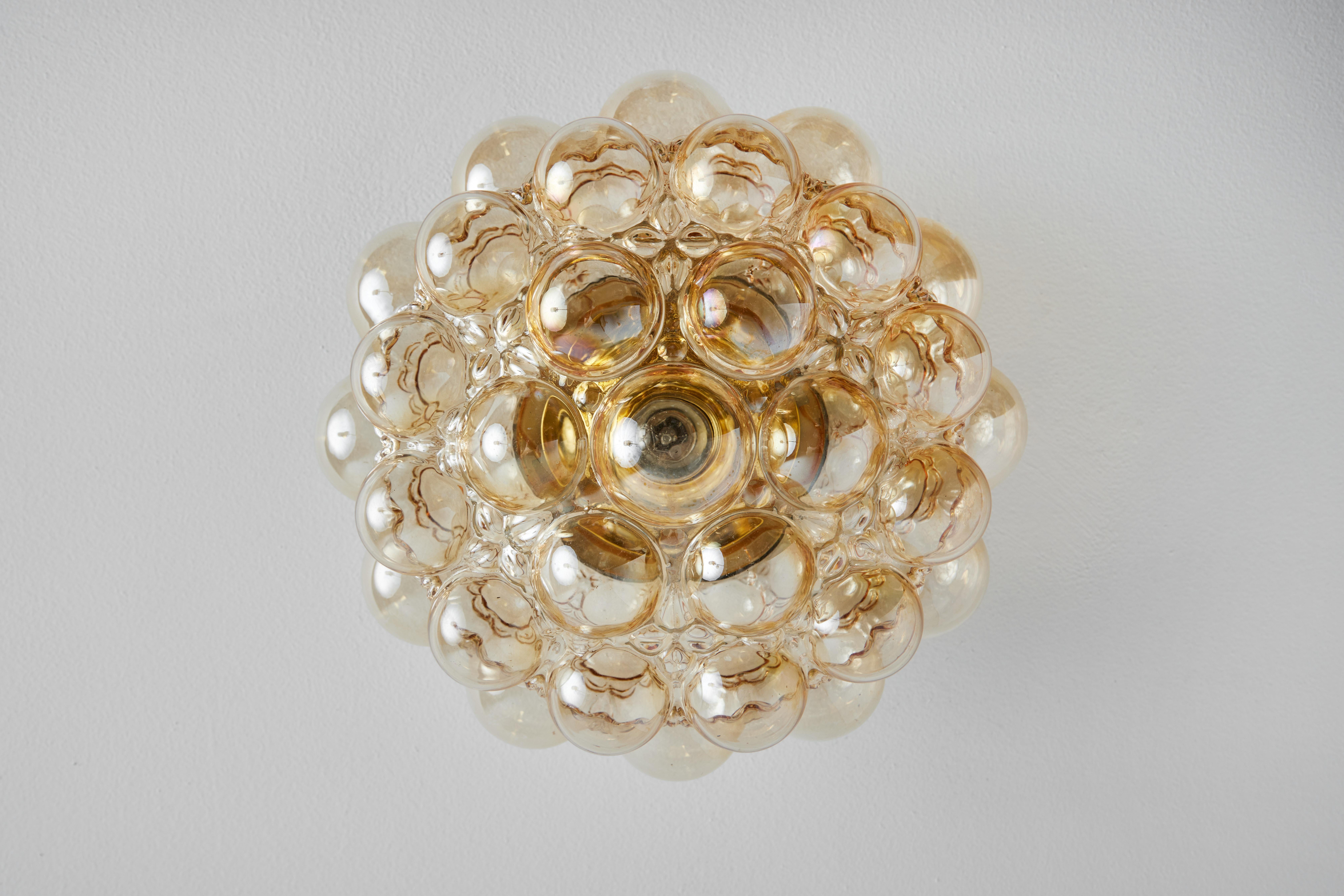 Large 1960s Helena Tynell Model #A204 Amber Bubble Glass Flush Mount for Limburg For Sale 1