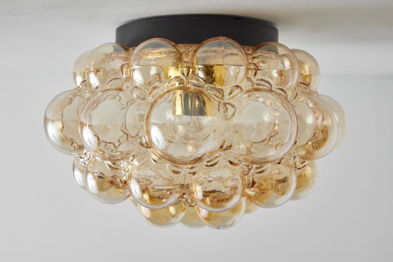Large 1960s Helena Tynell Amber Bubble Glass Flush Mount for Limburg For Sale 2