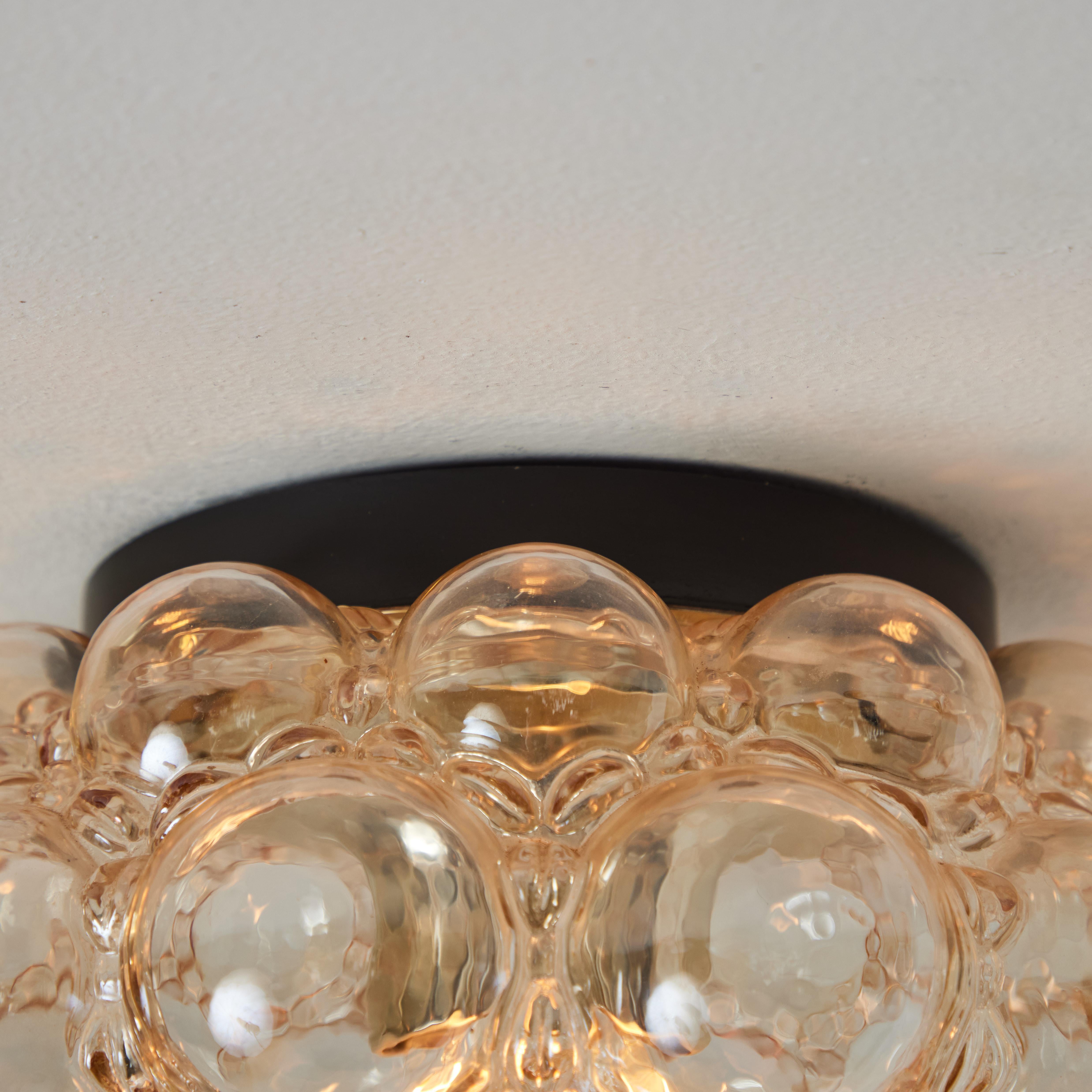 Mid-20th Century Large 1960s Helena Tynell Model #A204 Amber Bubble Glass Flush Mount for Limburg