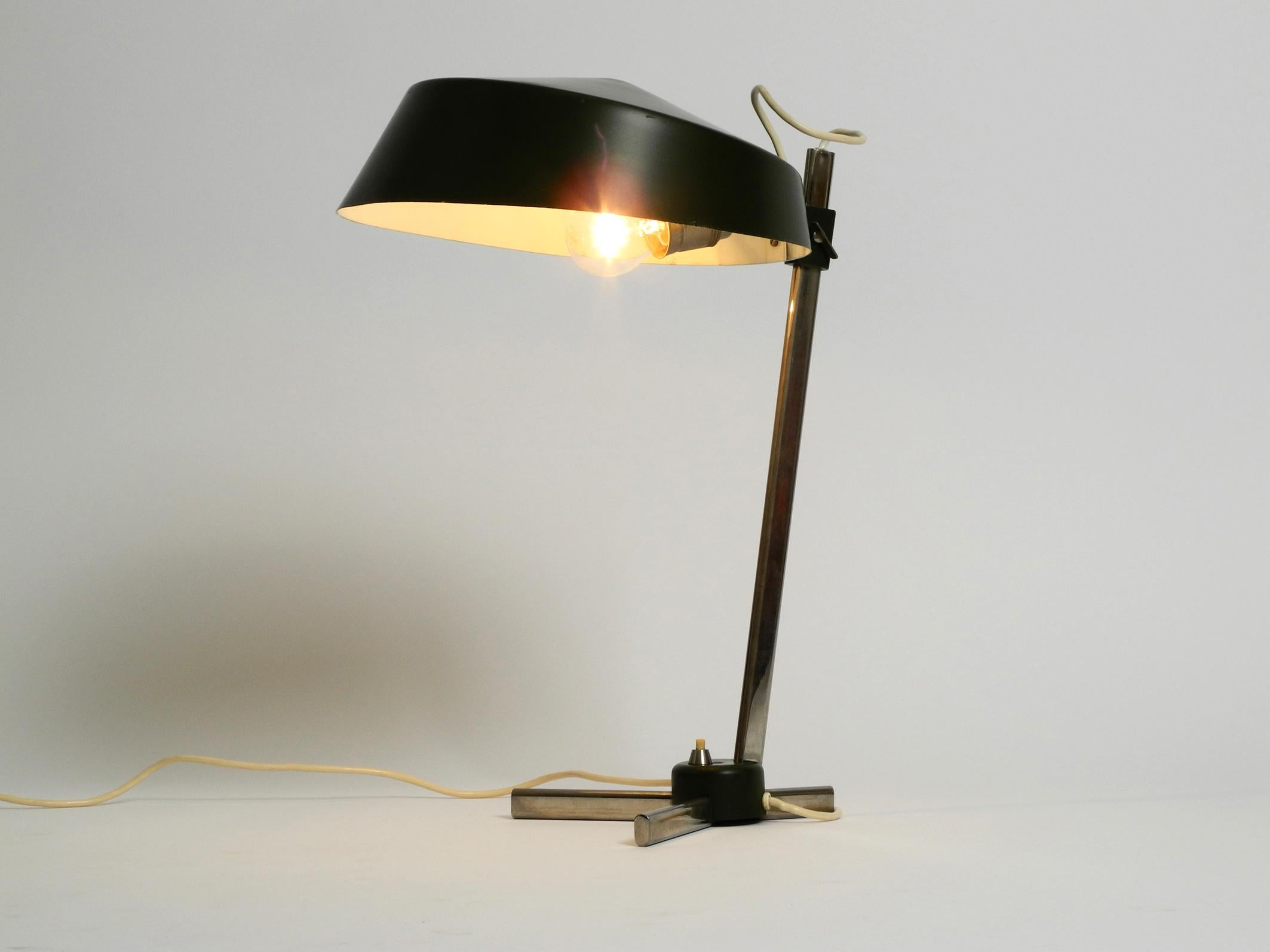 Large 1960s Industrial Aluminum Table Lamp with Height-Adjustable Shade 11