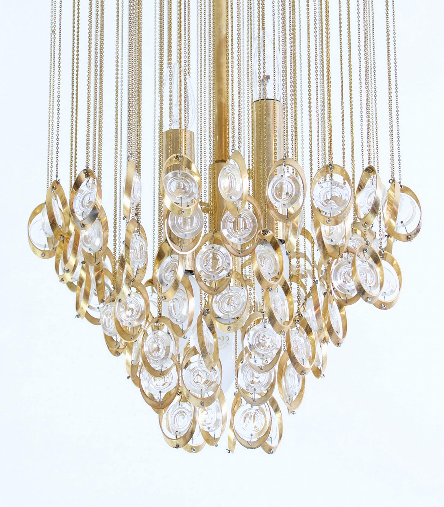 Large 1960s Italian Cascading Glass Chandelier In Good Condition For Sale In Albano Laziale, Rome/Lazio