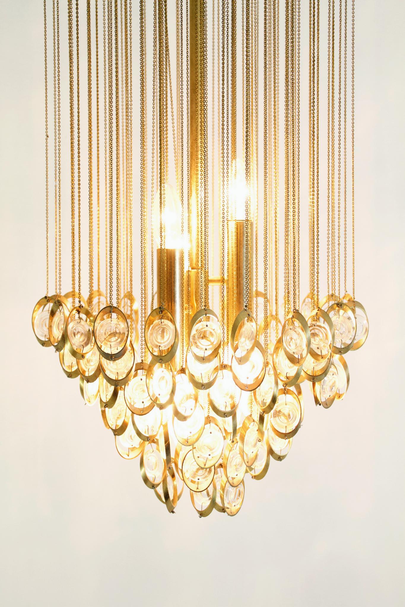 20th Century Large 1960s Italian Cascading Glass Chandelier For Sale