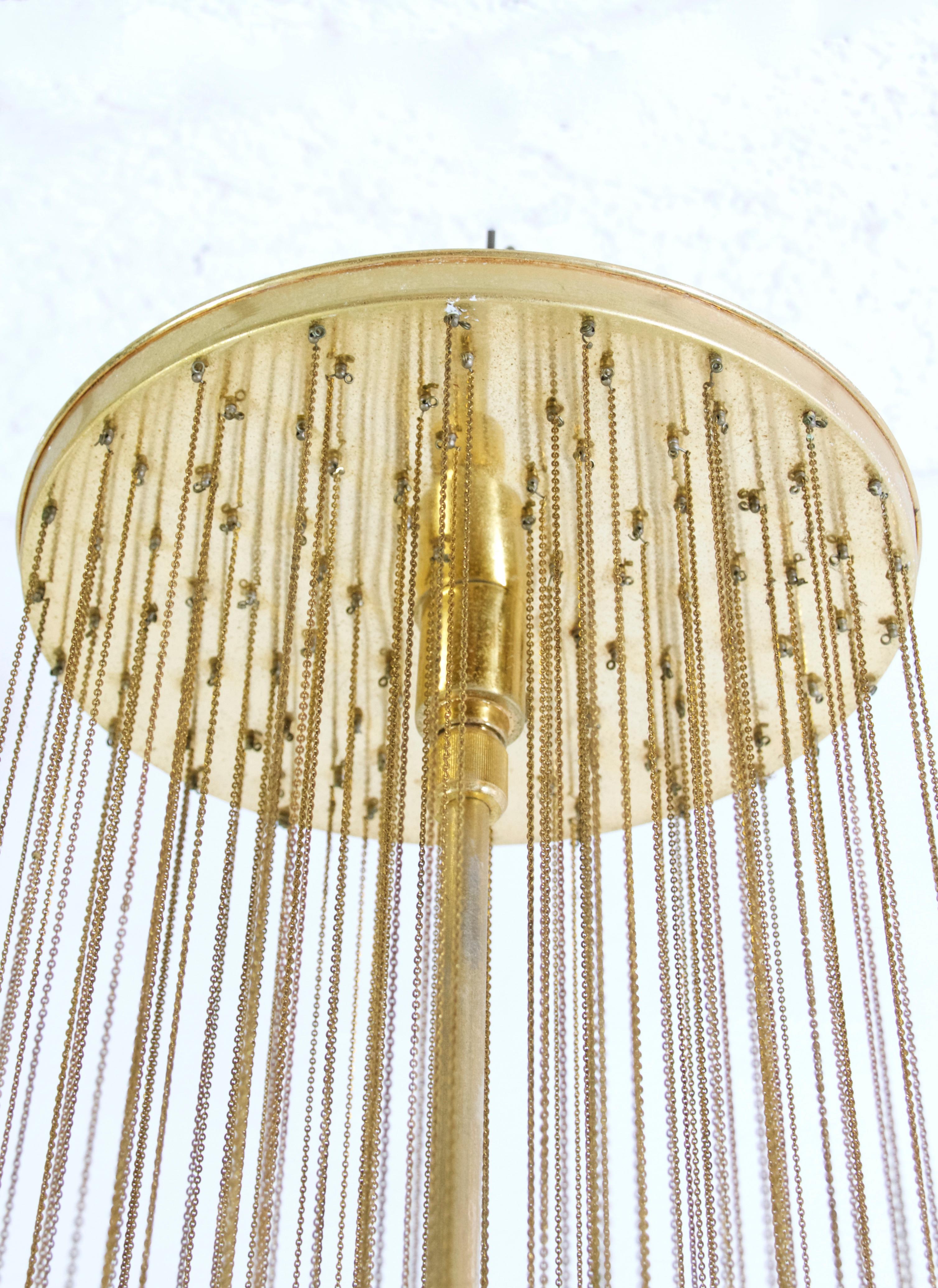 Metal Large 1960s Italian Cascading Glass Chandelier For Sale