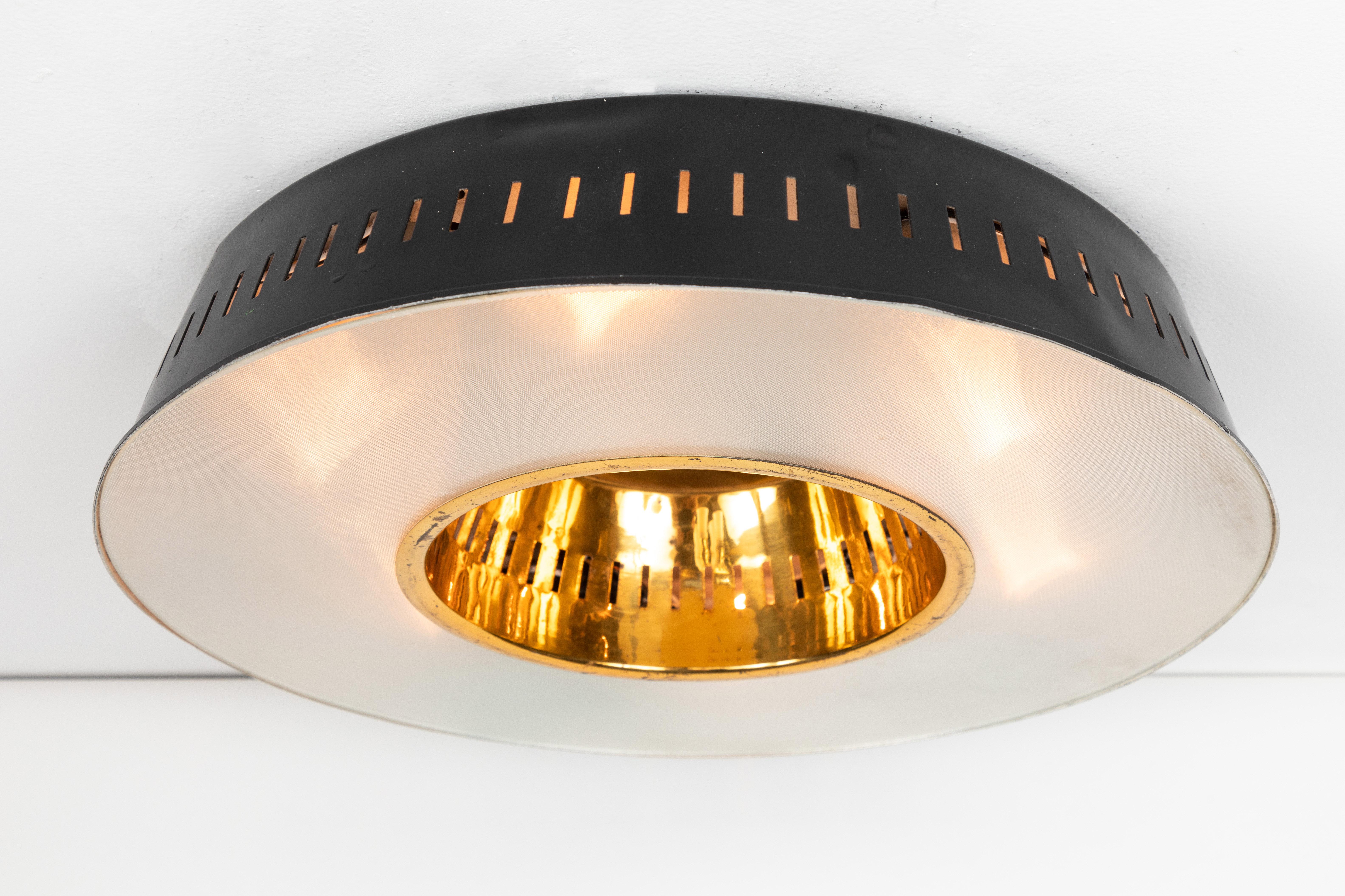 Mid-20th Century Large 1960s Italian Flush Mount Ceiling Light Attributed to Stilnovo