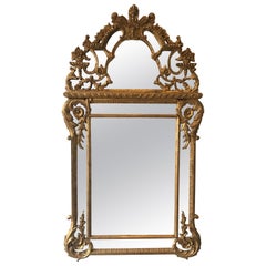 Large 1960s Italian Hand Carved Giltwood Mirror