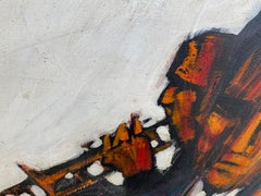 Large 1960s "Jazz" Painting, Oil on Wood, Musicians, Signed Mahoney