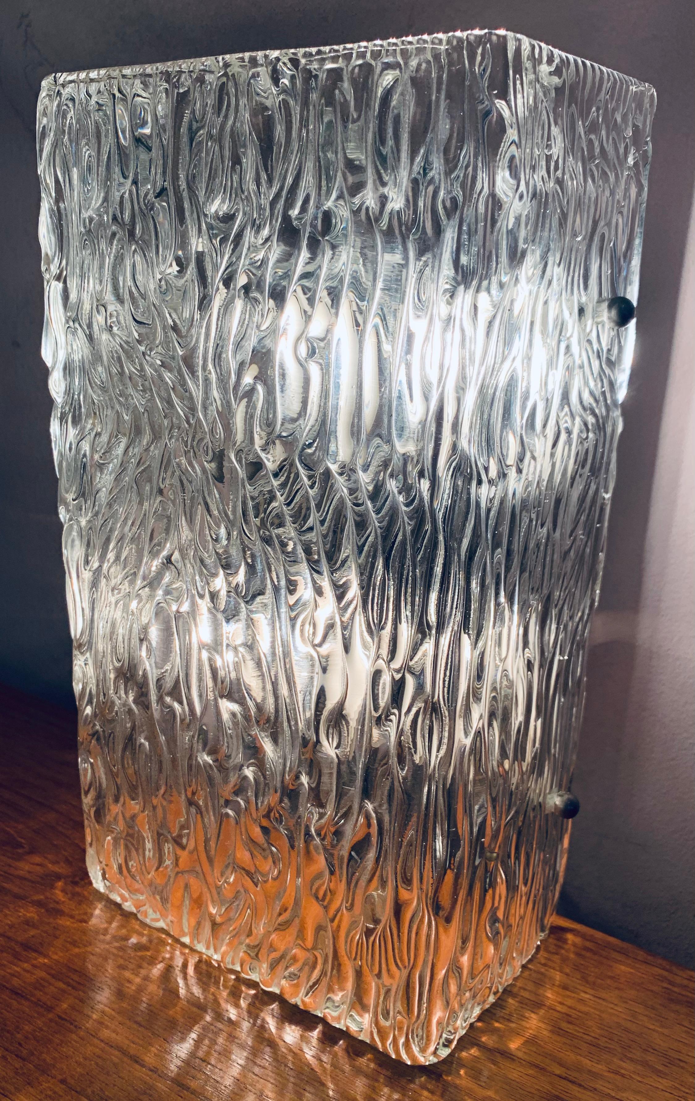 Large 1960s Kalmar Lighting Waved Textured Molded Glass Wall Light oe Sconce  3
