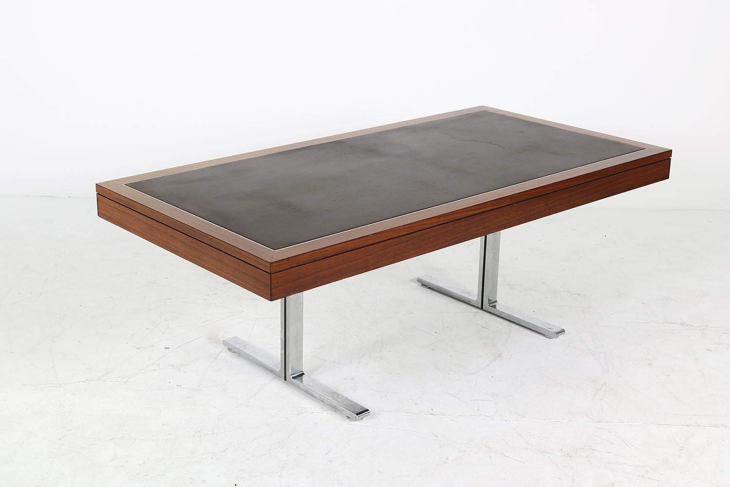 Mid-20th Century Large 1960s Knoll Art Collection Executive Desk with Leather and Two Sideboards