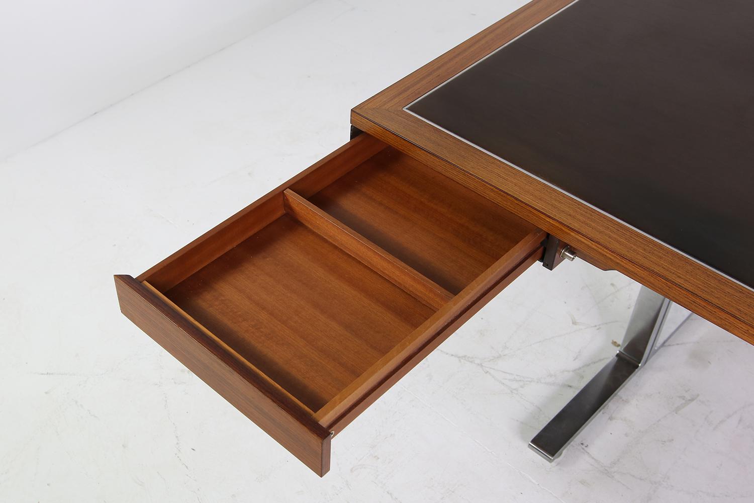 Metal Large 1960s Knoll Art Collection Executive Desk with Leather and Two Sideboards