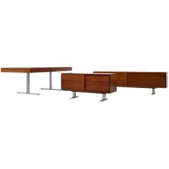 Large 1960s Knoll Art Collection Executive Desk with Leather and Two Sideboards