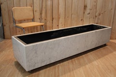 Large 1960s Knoll Style Marble And Brushed Steel Planter