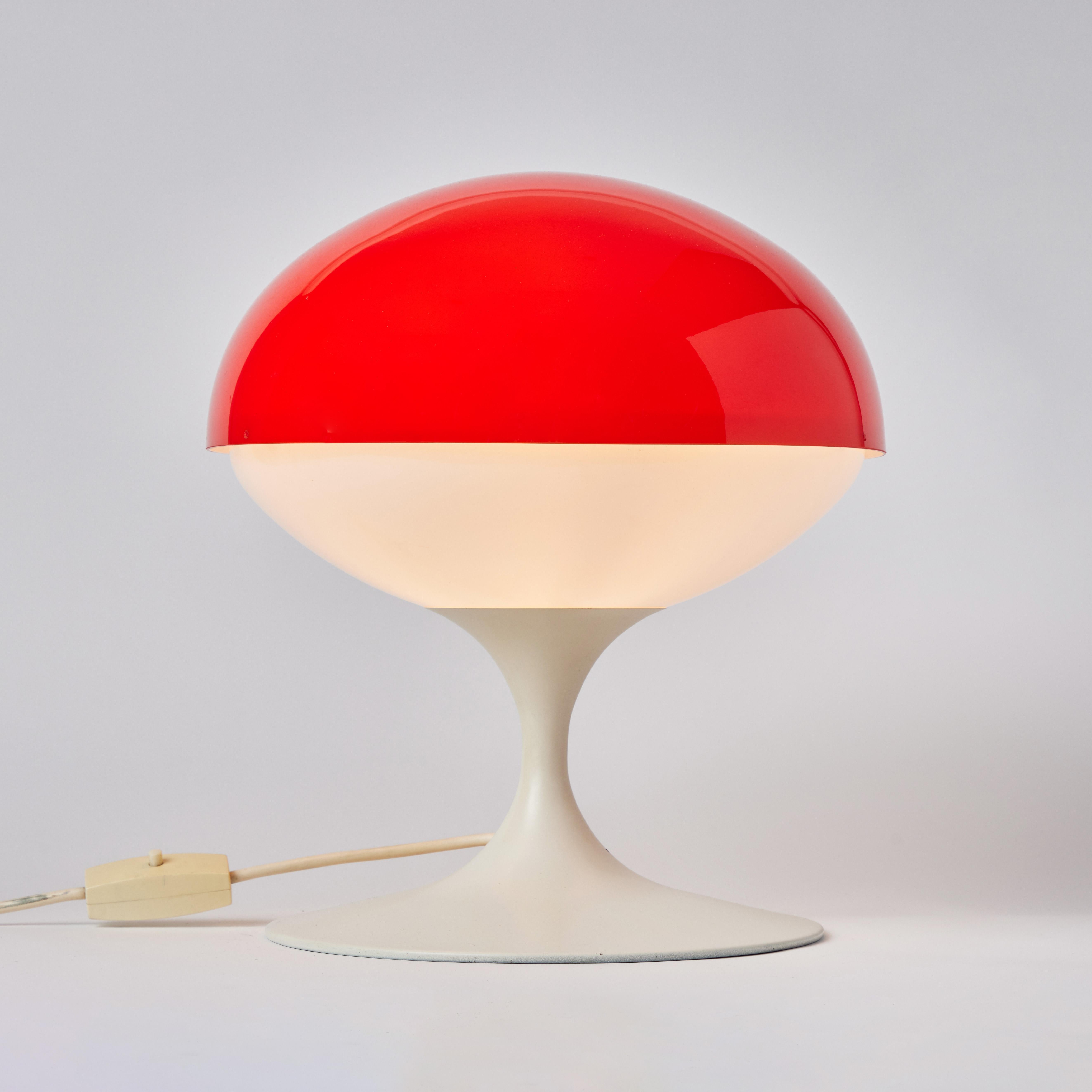 Large 1960s Max Bill Red & White Table Lamp for Temde Leuchten, Switzerland 2