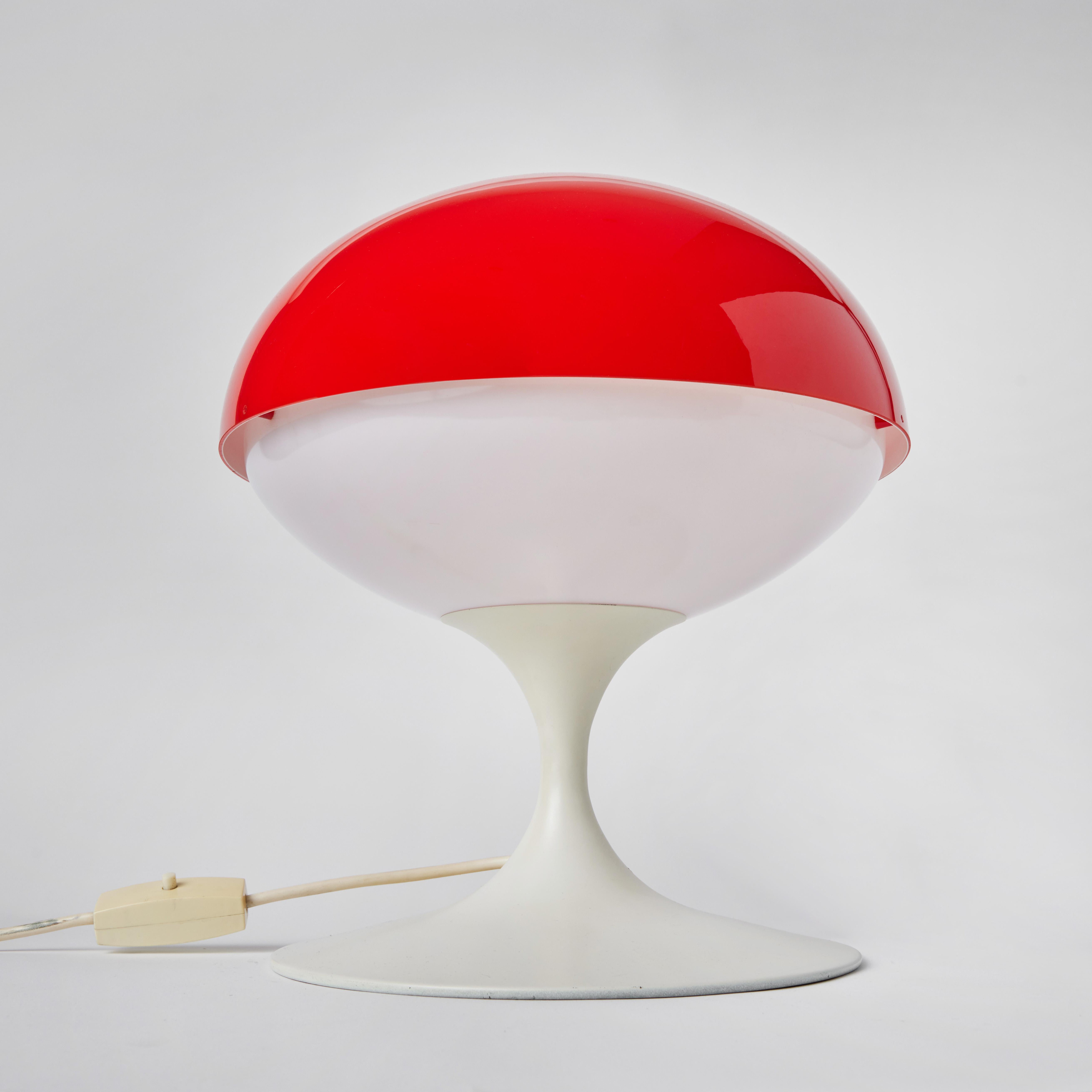 Large 1960s Max Bill Red & White Table Lamp for Temde Leuchten, Switzerland 5