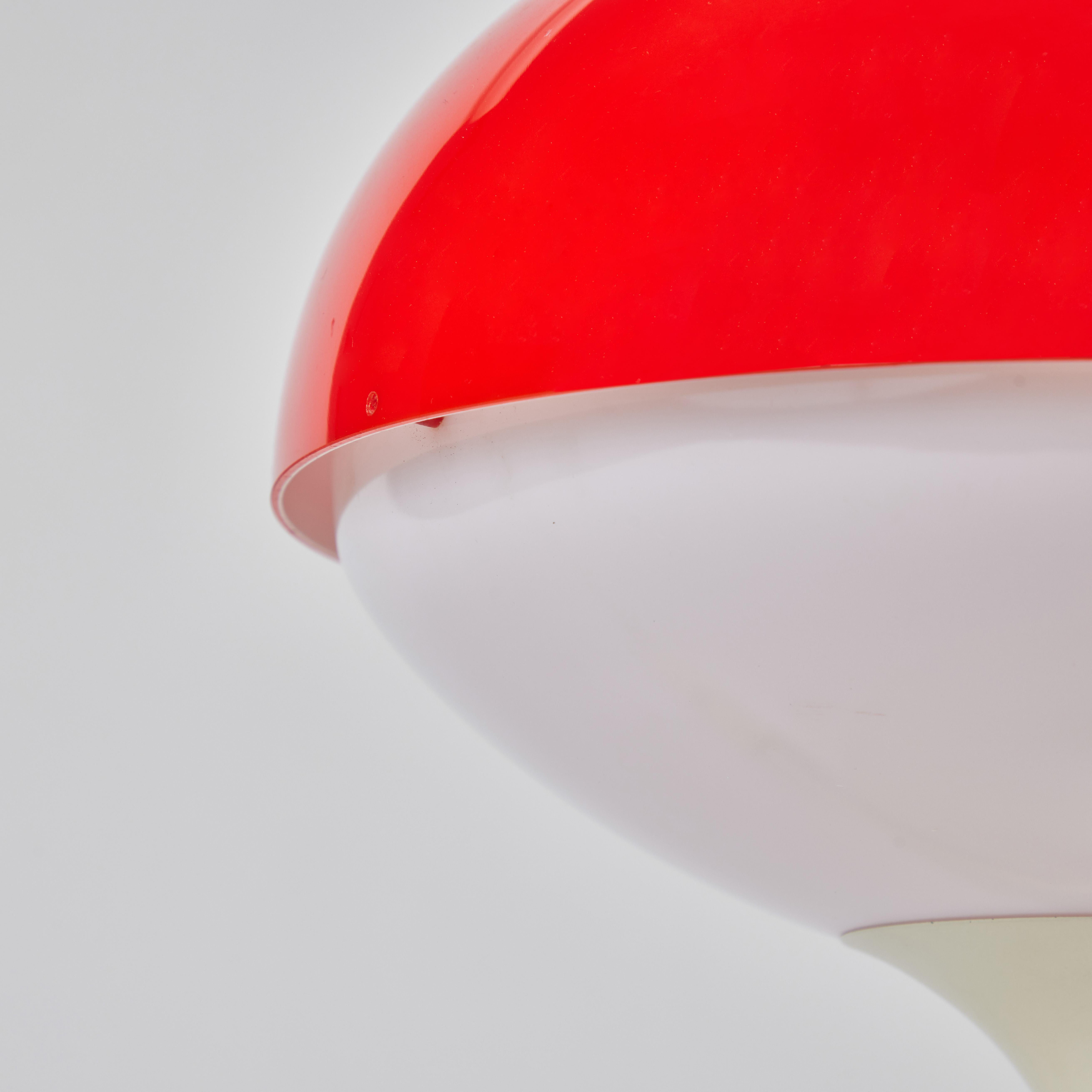 Large 1960s Max Bill Red & White Table Lamp for Temde Leuchten, Switzerland 6