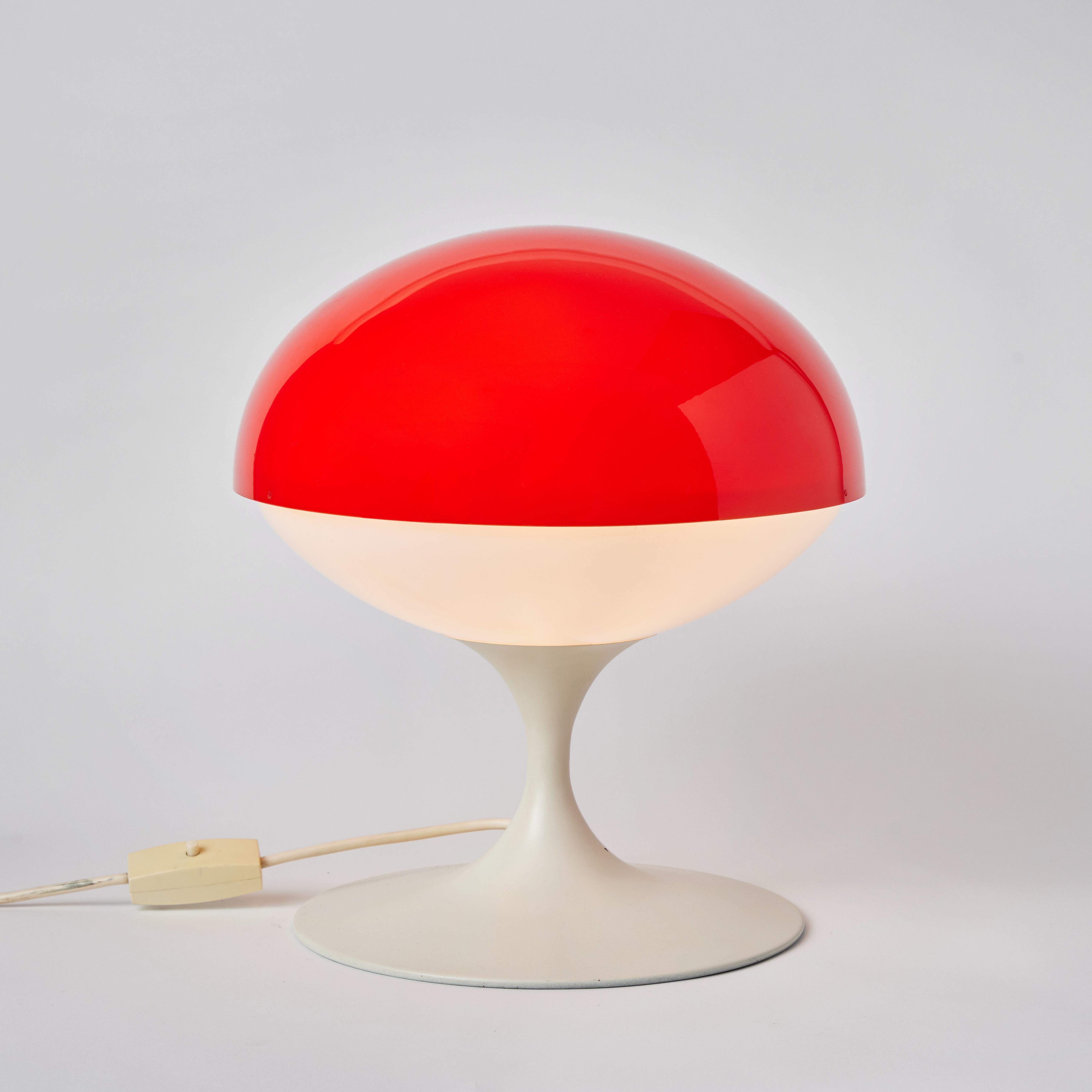 Metal Large 1960s Max Bill Red & White Table Lamp for Temde Leuchten, Switzerland