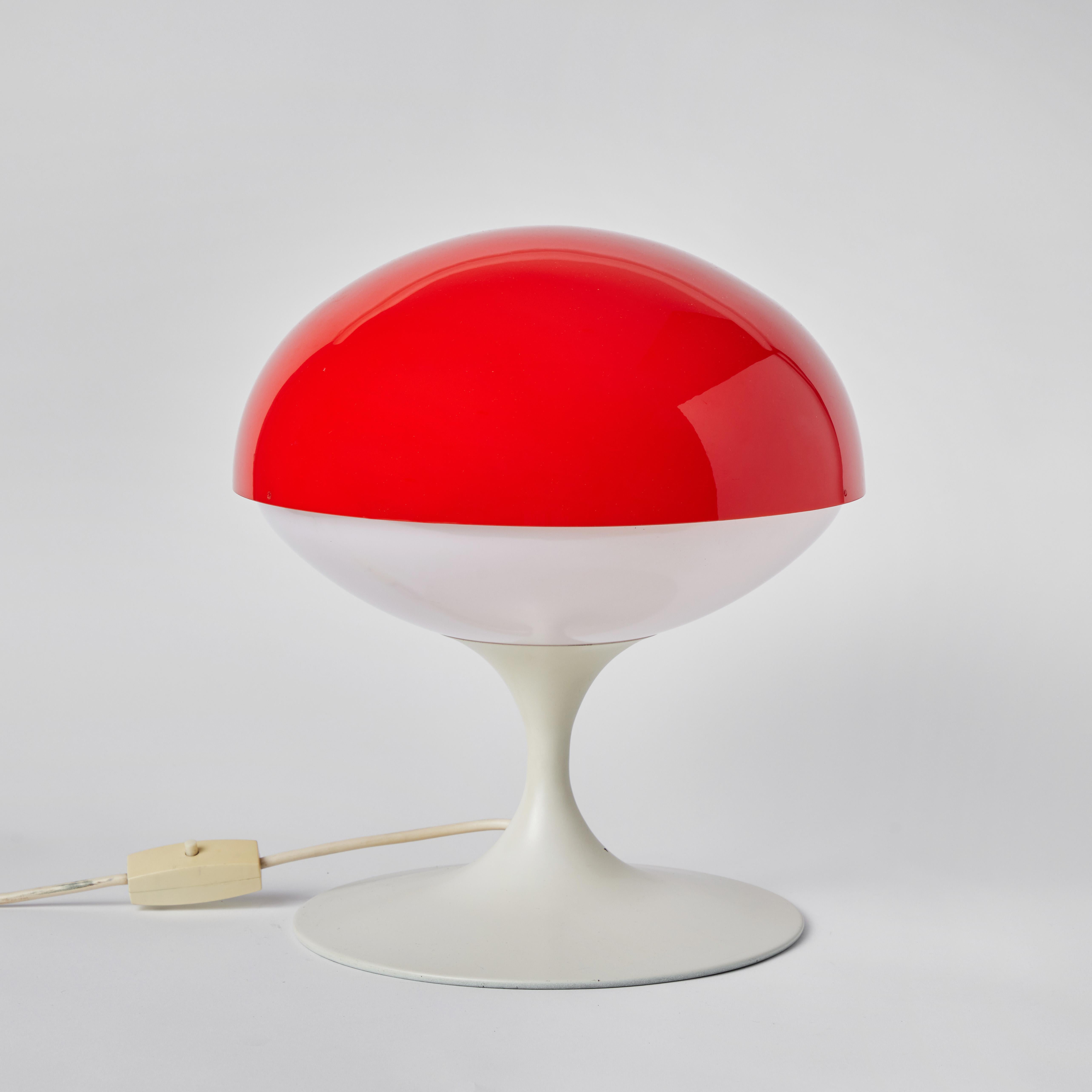 Large 1960s Max Bill Red & White Table Lamp for Temde Leuchten, Switzerland 1