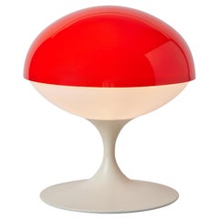 Large 1960s Max Bill Red & White Table Lamp for Temde Leuchten, Switzerland