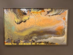 Large 1960s Mid Century Modern Abstract Oil Painting, Signed K. Braught