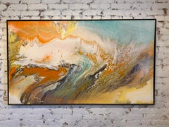 Large 1960s Mid Century Modern Abstract Oil Painting, Signed K. Braught