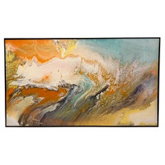 Large 1960s Mid Century Modern Abstract Oil Painting, Signed K. Braught