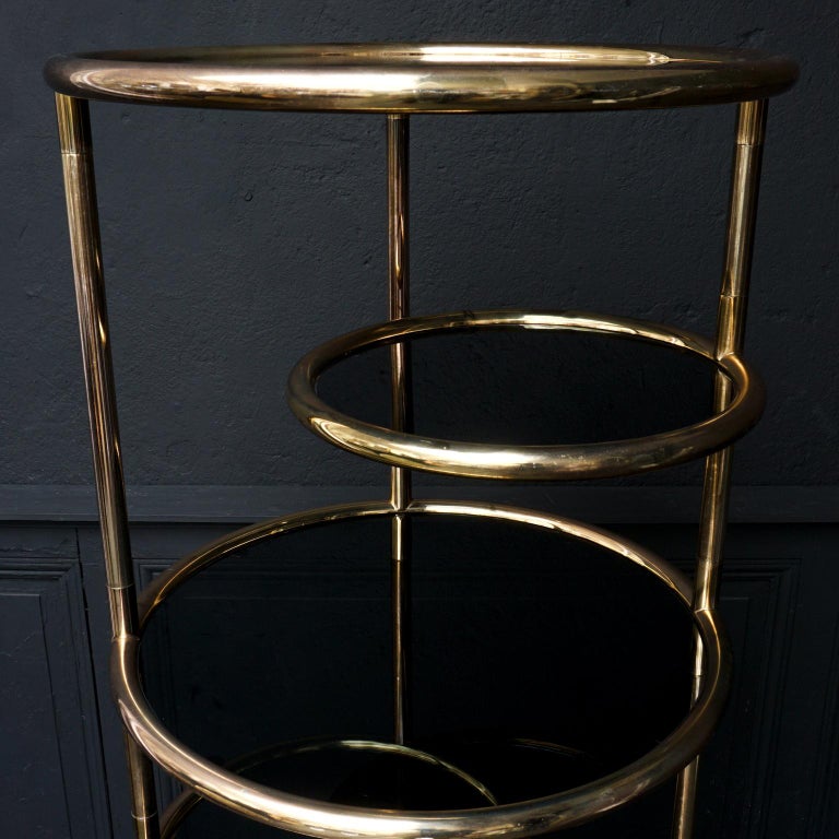 Mid-Century Modern Milo Baughman Style Brass and Glass Circular Etagere