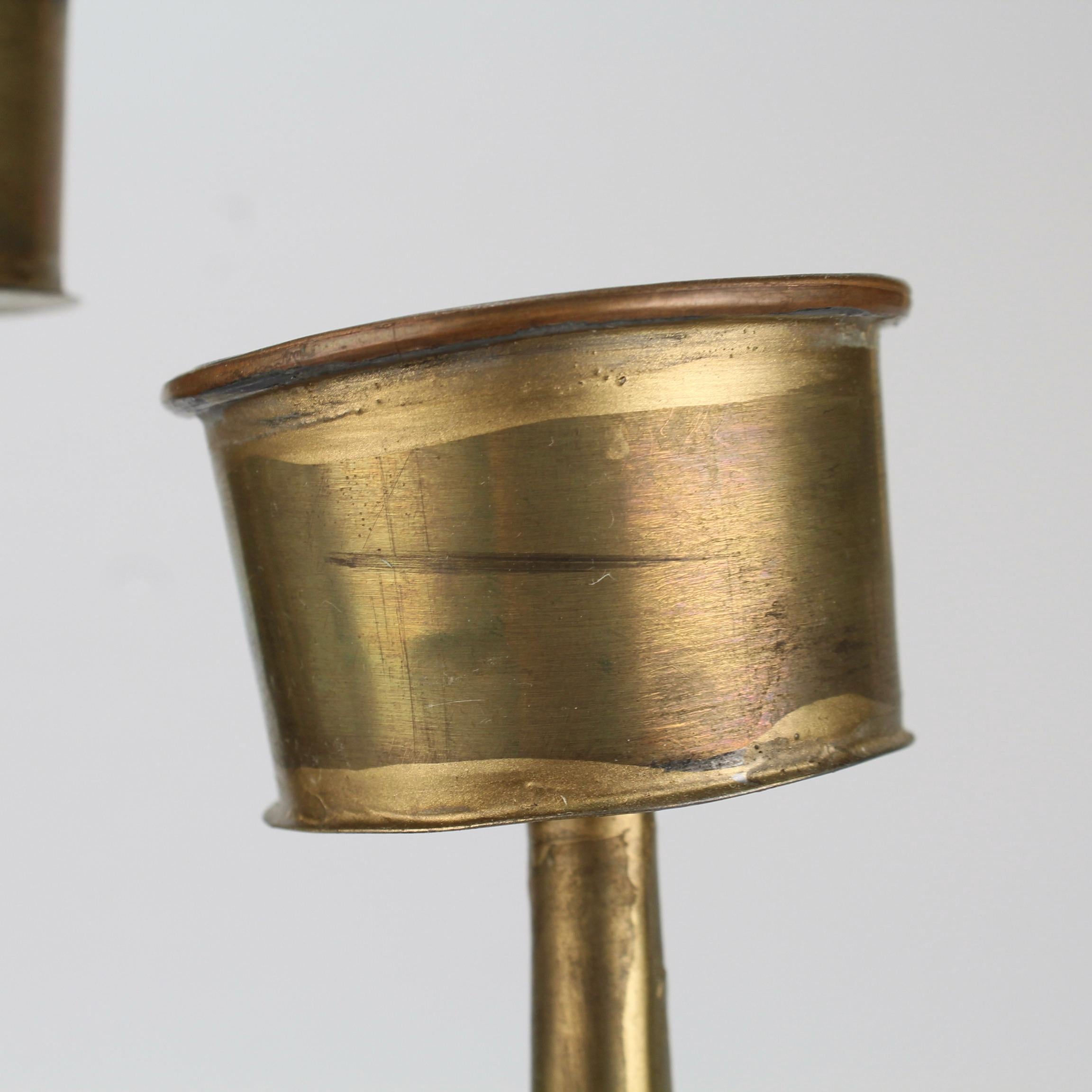 Large 1960s Modernist Seven Light Brass-Plated Tin Candelabrum by Gene Byron 2