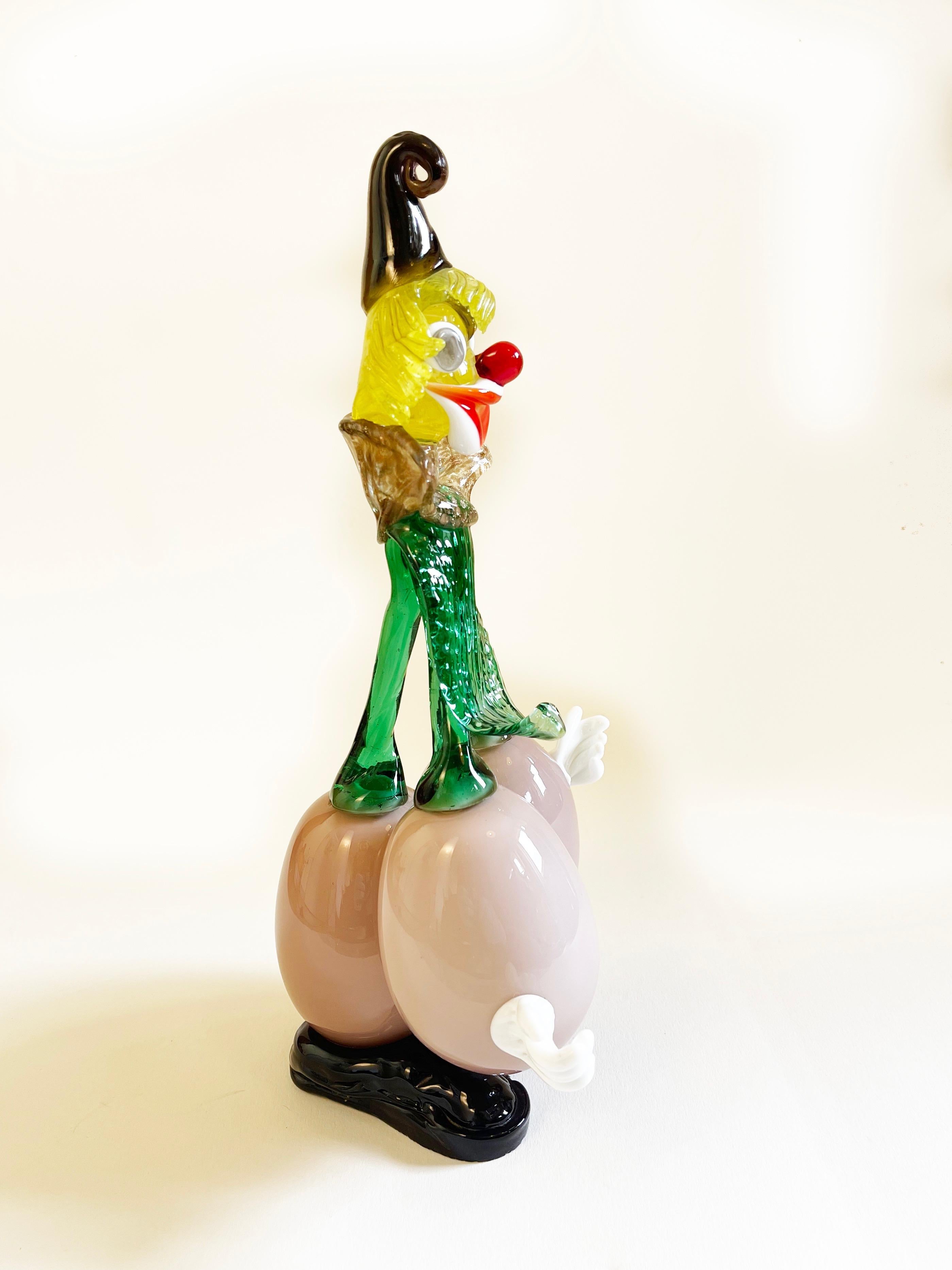 Großer 1960er Murano Glas Clown Obsternte, italienisches Kunstglas (Italienisch) im Angebot