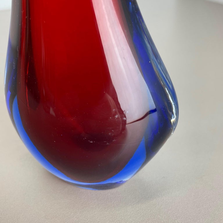 Large 1960s Murano Glass Sommerso 29cm SingleStem Vase by Flavio Poli