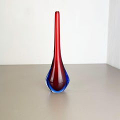 Large 1960s Murano Glass Sommerso 29cm Single-Stem Vase by Flavio Poli, Italy