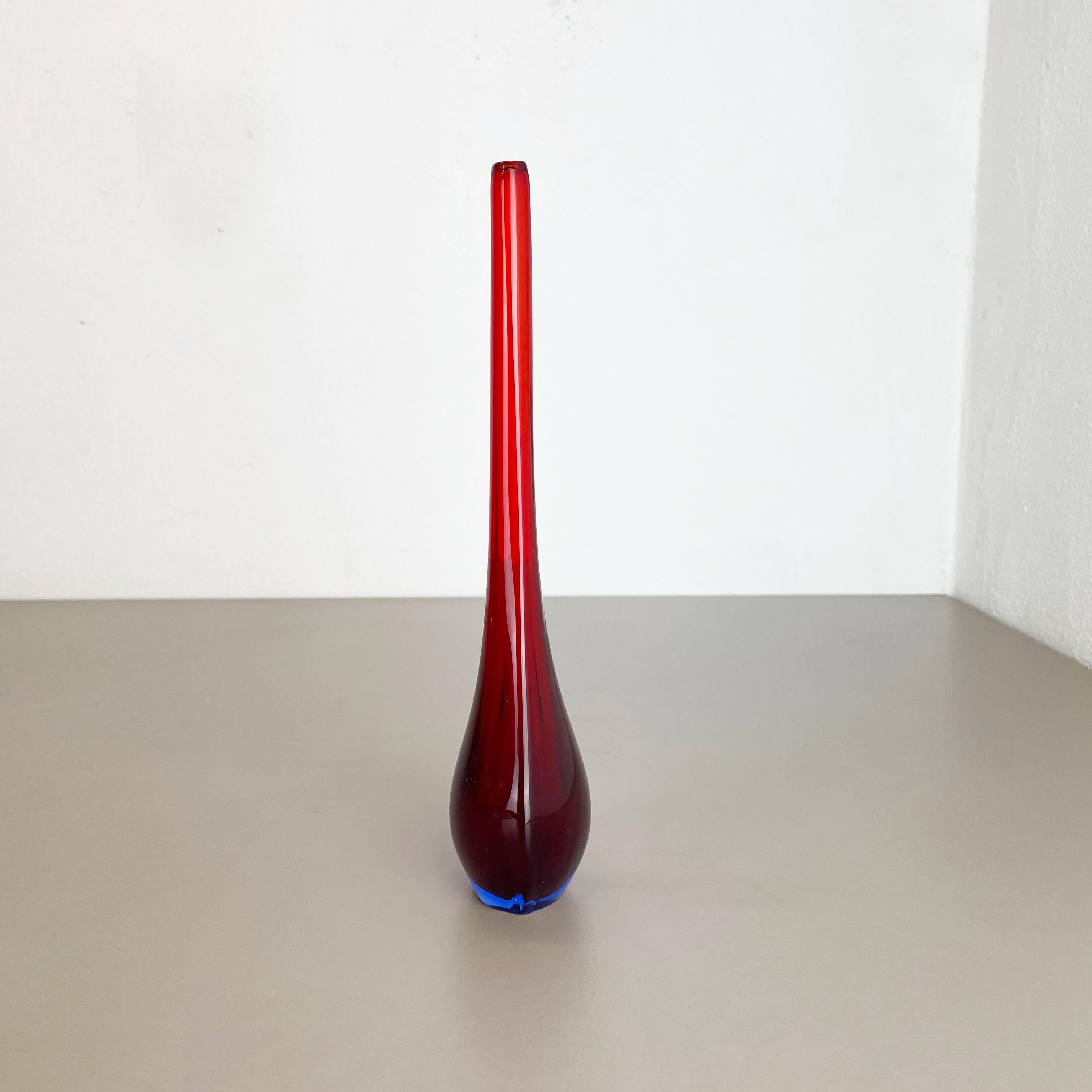 German Large 1960s Murano Glass Sommerso 29cm Single-Stem Vase by Flavio Poli, Italy For Sale