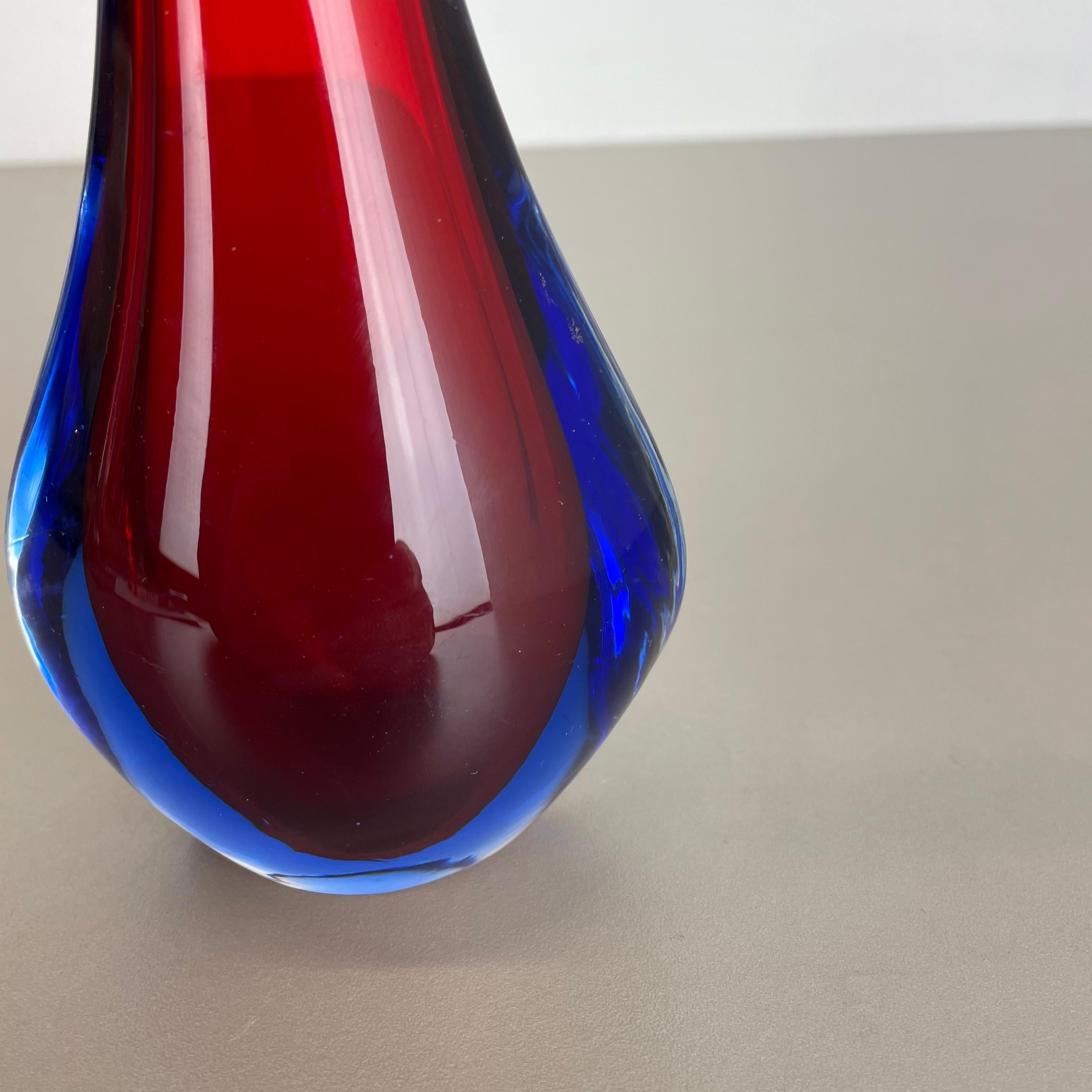 Ceramic Large 1960s Murano Glass Sommerso 29cm Single-Stem Vase by Flavio Poli, Italy For Sale