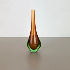 Large 1960s Murano Glass Sommerso Single-Stem Vase by Flavio Poli, Italy