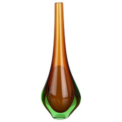 Large 1960s Murano Glass Sommerso Single-Stem Vase by Flavio Poli, Italy