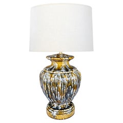 Large 1960s Octagonal Drip Glaze Lamp