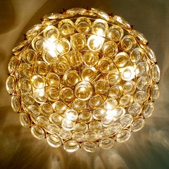 Large Palwa Creole Jewel Glass and Brass Pendant Light, 1960s