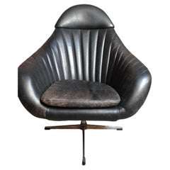 Large 1960s Retro Rohe Noorwolde Dark Brown Leather Egg Chair – First Edition