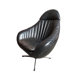 Large 1960s Retro Rohe Noorwolde Dark Brown Leather Egg Chair – First Edition
