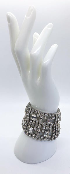 Large 1960s Rhinestone Hollywood Glam Vintage Statement 60s Bracelet Cuff