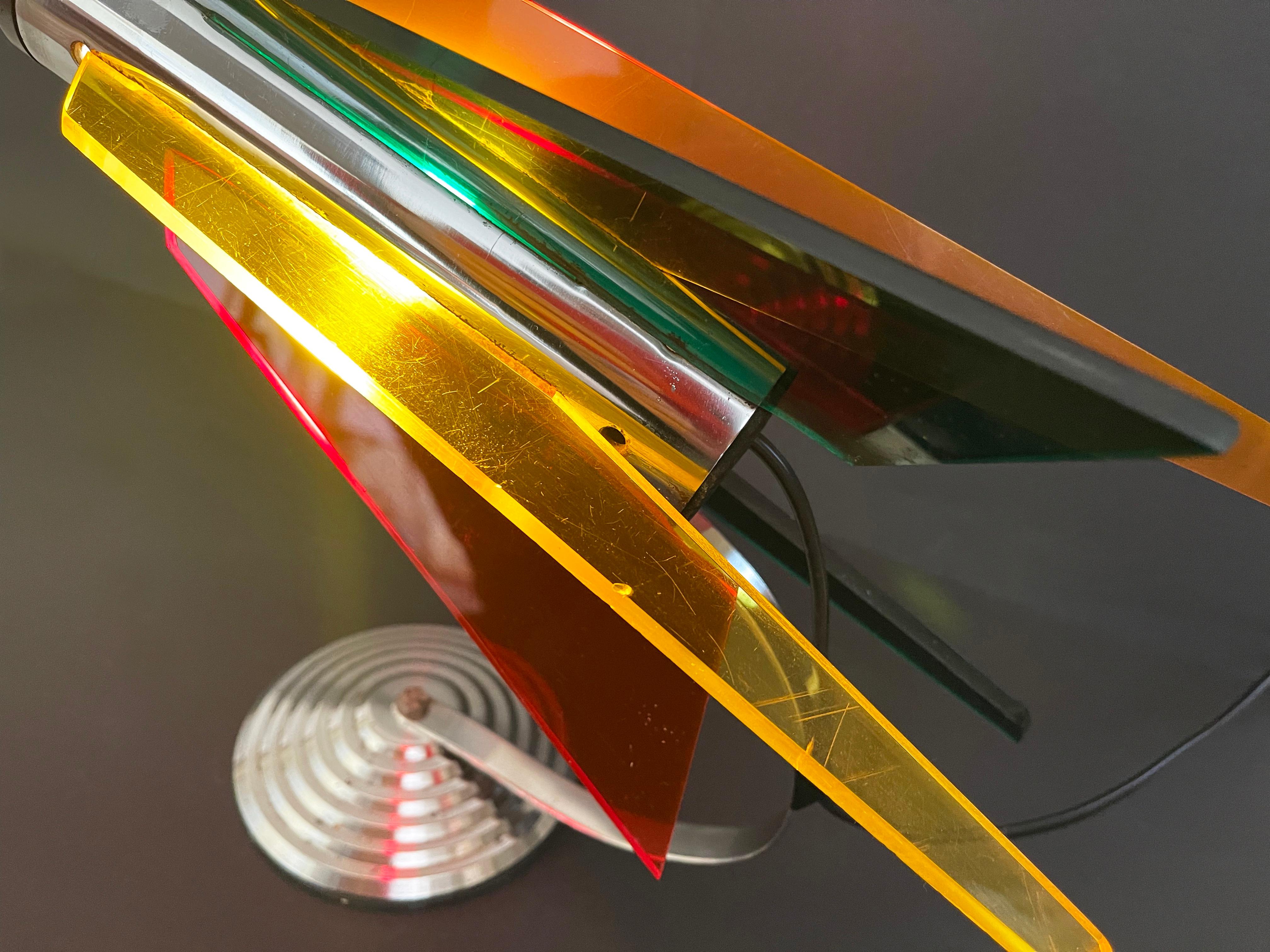 Large 1960s Rocket Table Lamp Chrome & Acrylic, Funky Mid-Century 2